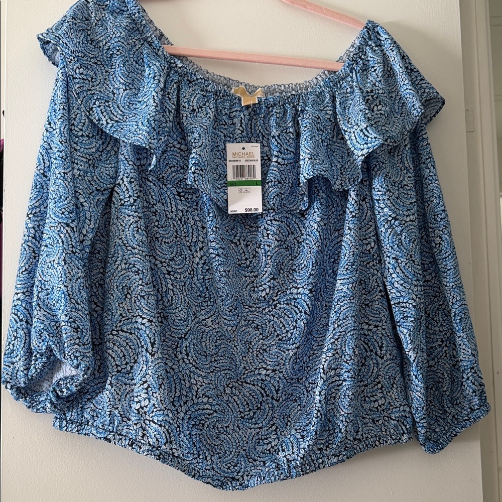 Michael Kors Blue Off shoulder Top
